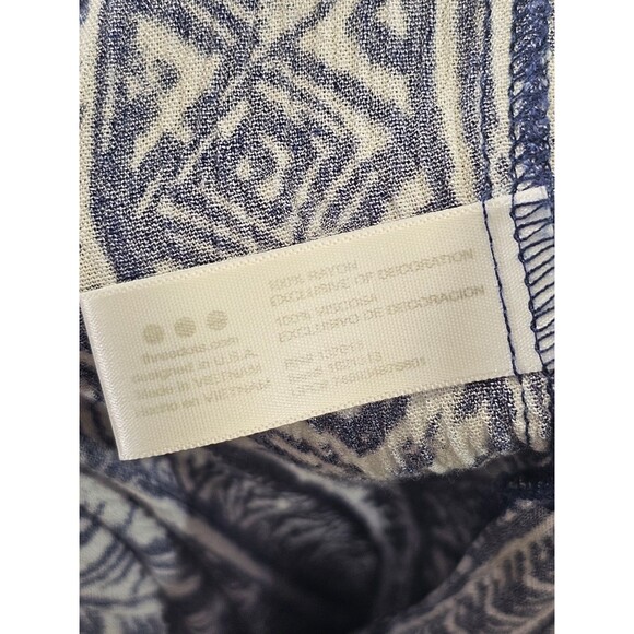 ALK Women's L Three Dots Aztec Pull On Palazzo High Waist Wide Leg Pants Blue - Picture 7 of 8